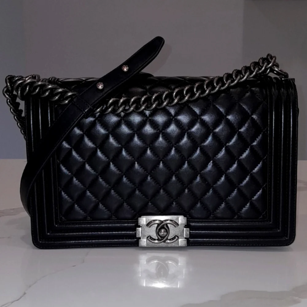 Authentic Chanel Boy Bag Crossbody in Black